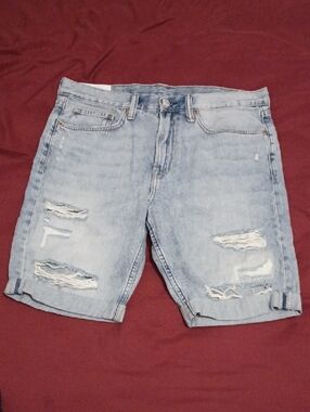 H&M Men Slim Fit Distressed Jeans Shorts